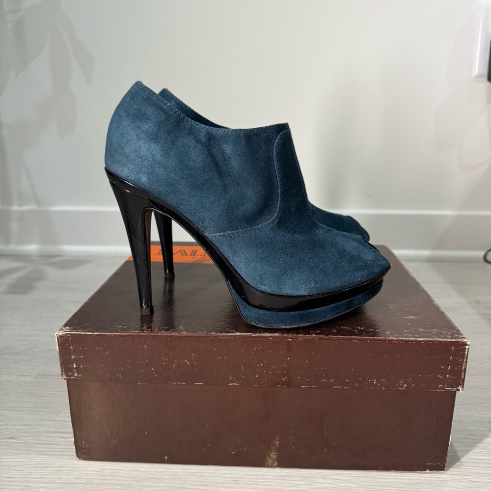 NEW Balmain Suede Peep Toe Booties Ankle Boots